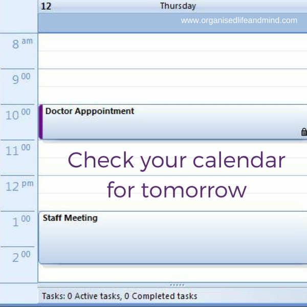 Check your calendar Organised Life and Mind